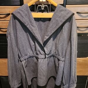 Gray Women's Two Piece Baggy Streetwear Set with Black Trim Fits Like a 2X US